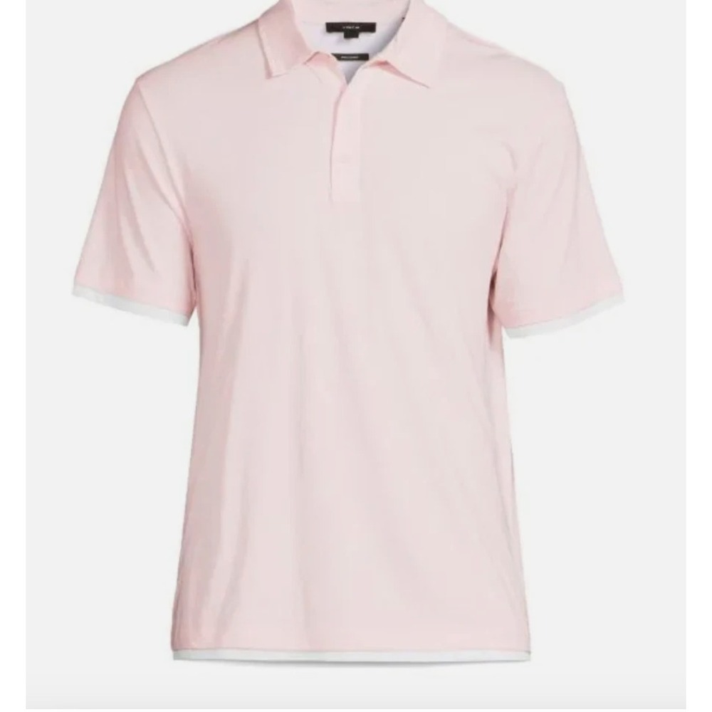 Vince Polo Shirt Large Light pink  Double Layer  Pima Cotton Short Sleeve New